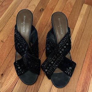 Donald J. Pliner Women's Black Woven Mules